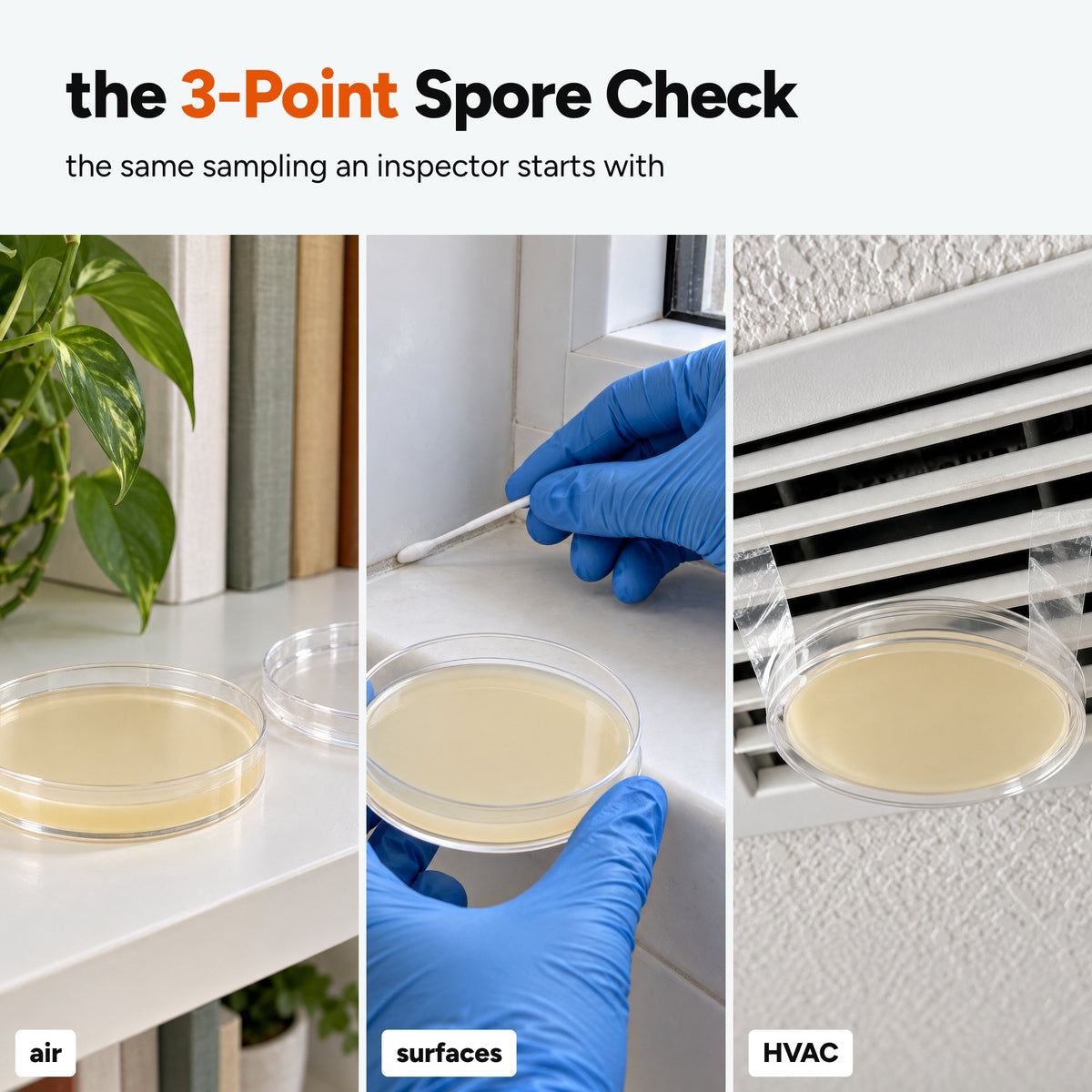 Three ways to test: air, surfaces and HVAC